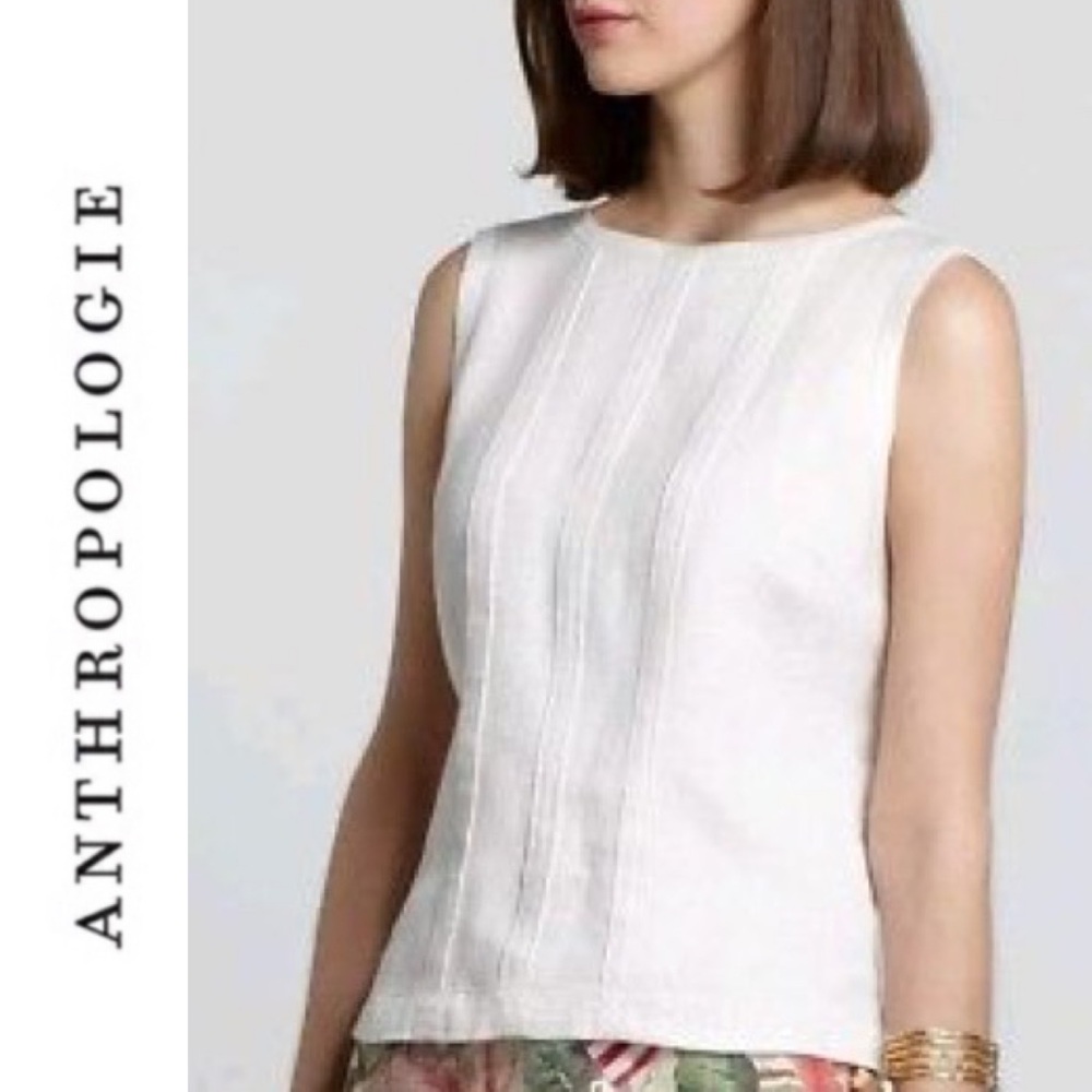 cream linen anthropologie tank